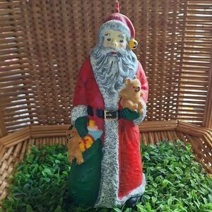 Vintage Wax Candle Santa with Toy Bears